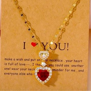 I Love You necklace (red, green)